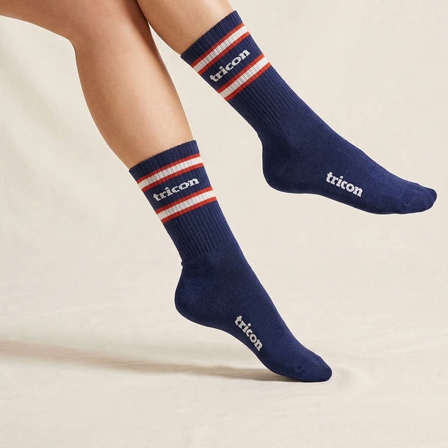 Retro Varsity Stripe Crew Socks - Image 2