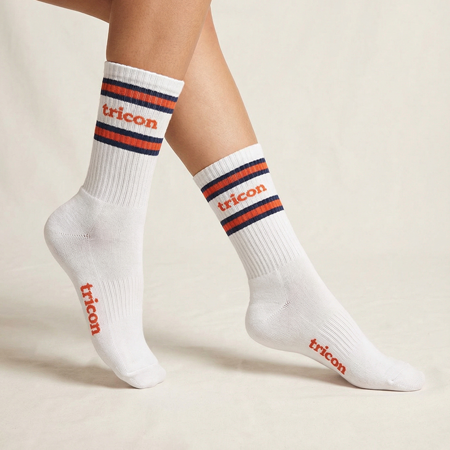 Retro Varsity Stripe Crew Socks - Image 1