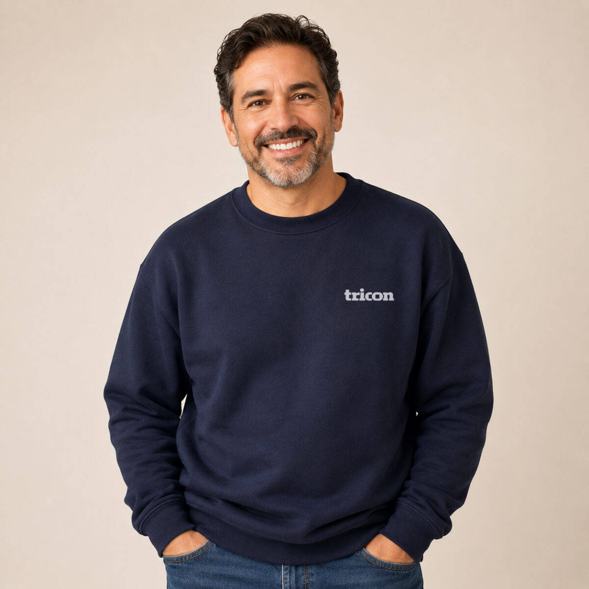Unisex Navy Embroidered Crewneck Sweater