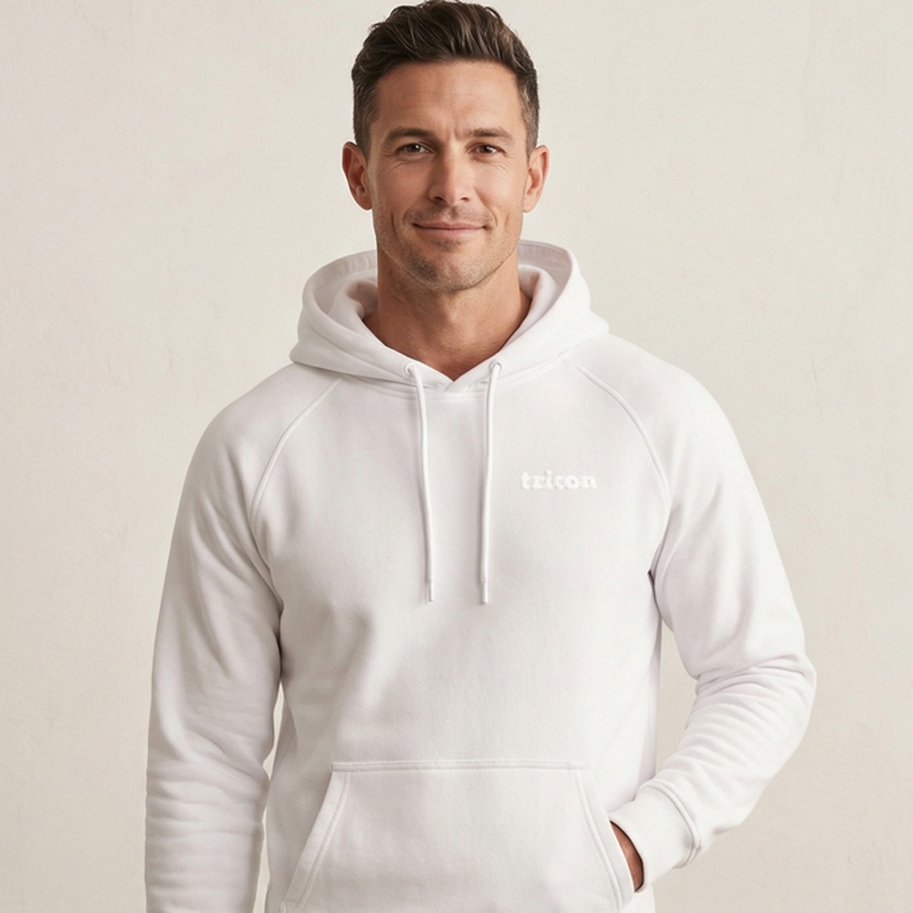 Unisex White Puff Print Hoodie