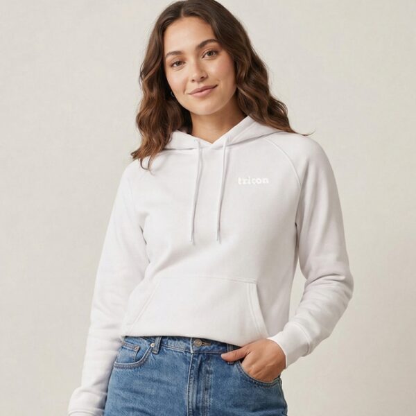 Unisex White Puff Print Hoodie - Image 2